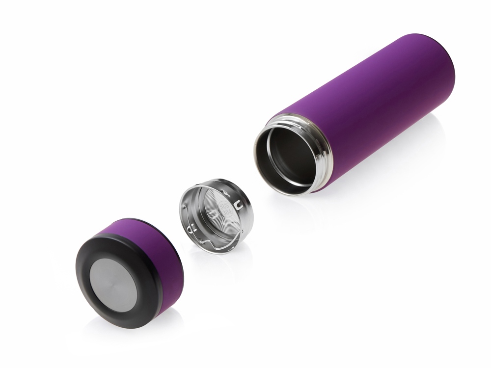 Вакуумный термос "Vacuum Flask C1", soft touch, 420мл, фиолетовый-3