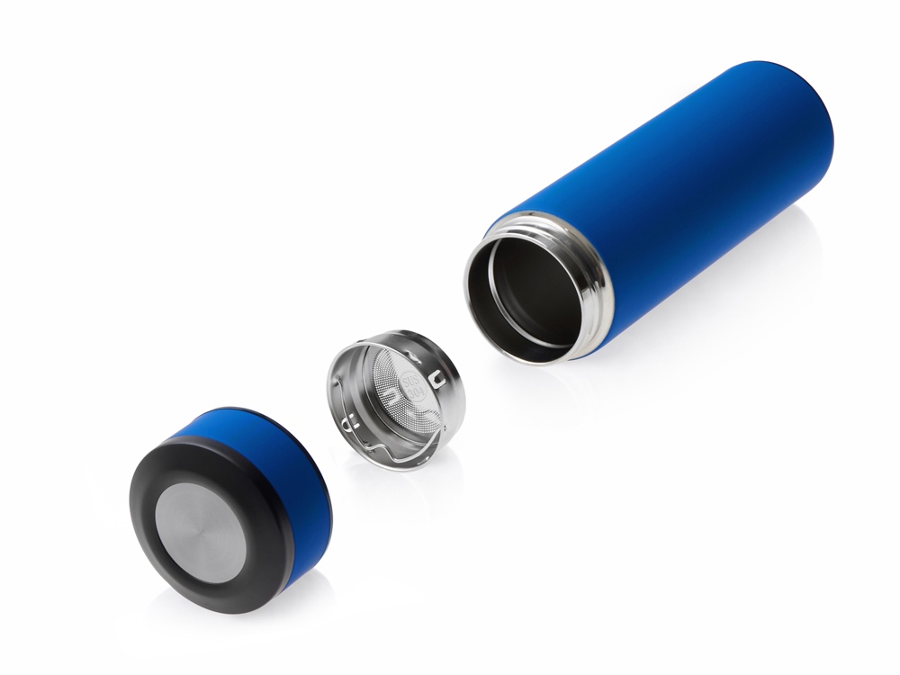 Вакуумный термос "Vacuum Flask C1", soft touch, 420мл, синий-3