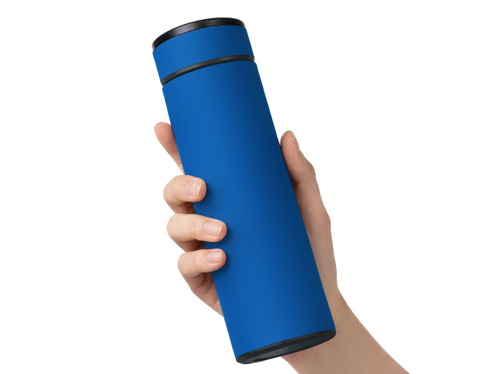 Вакуумный термос "Vacuum Flask C1", soft touch, 420мл, синий-4