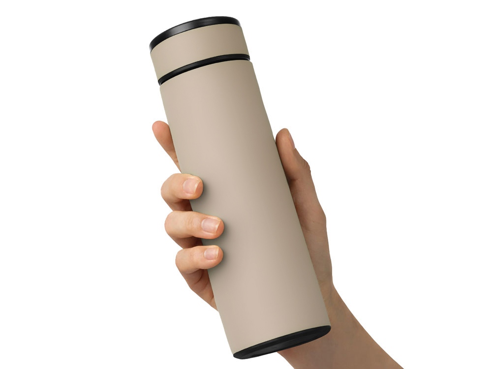 Термос «Confident» с покрытием soft-touch 420мл, бежевый-4