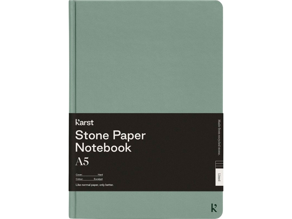 Блокнот в твердом переплете Karst формата A5, зеленый яркий-1