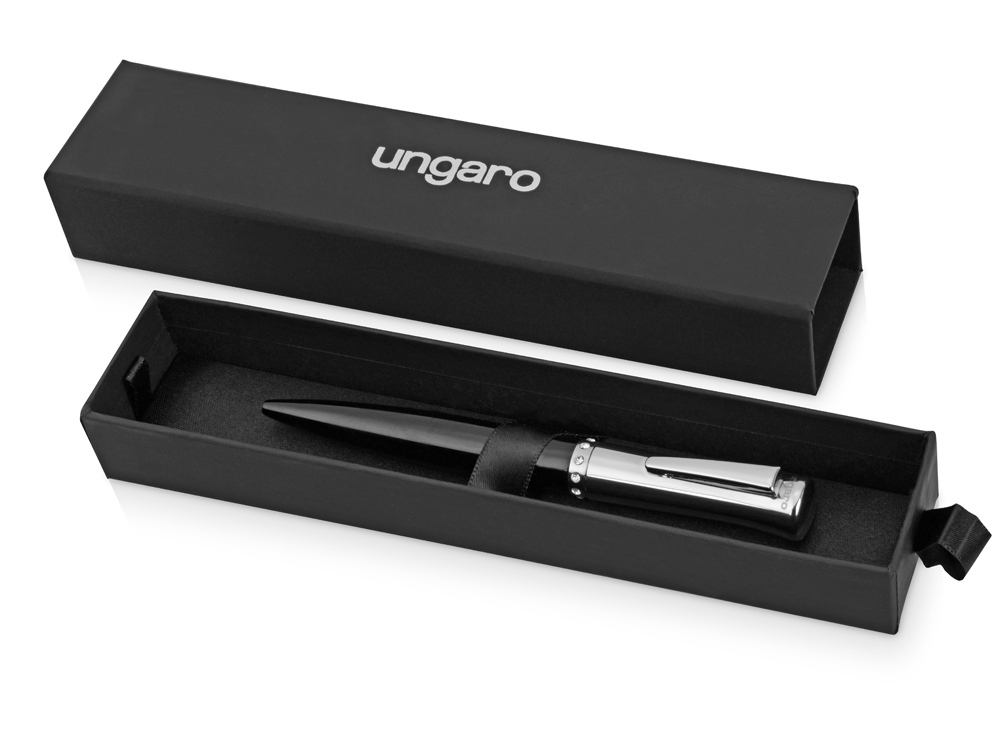 Ручка шариковая Ungaro модель «Ovieto» в футляре, черный/серебристый-5