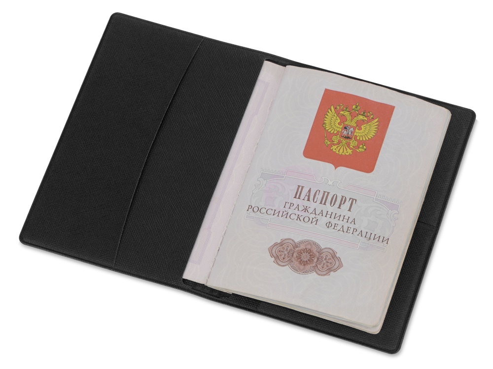 Обложка для паспорта с RFID защитой отделений для пластиковых карт "Favor", черная-1