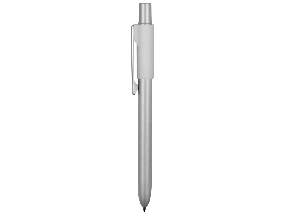 Ручка металлическая шариковая «Bobble» с силиконовой вставкой, серый/белый-2