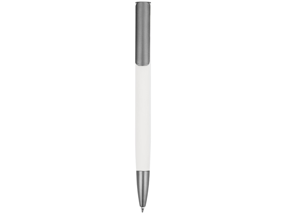 Ручка металлическая шариковая "Insomnia" софт-тач с зеркальным слоем, белая с серым-1