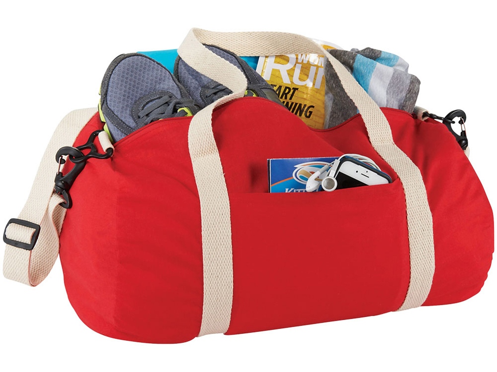 Хлопковая сумка Barrel Duffel, красный/бежевый-2
