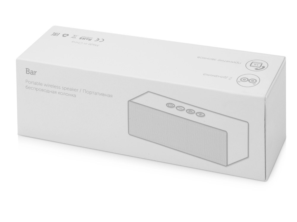 Портативная колонка «Bar» со стереодинамиками soft touch, серый-7