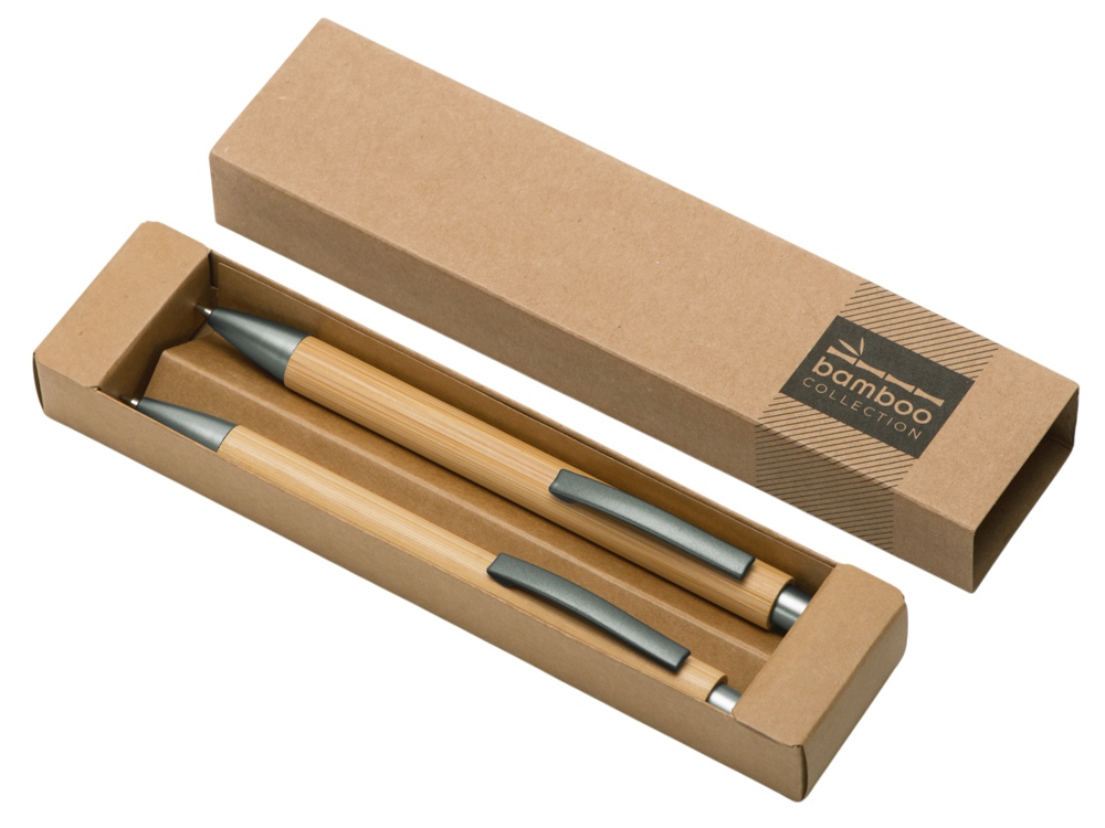 Набор ручка и механический карандаш "Tender bamboo", натуральный-4