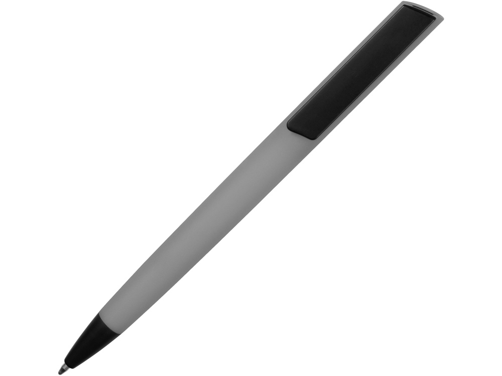Ручка пластиковая soft-touch шариковая «Taper», серый/черный-1