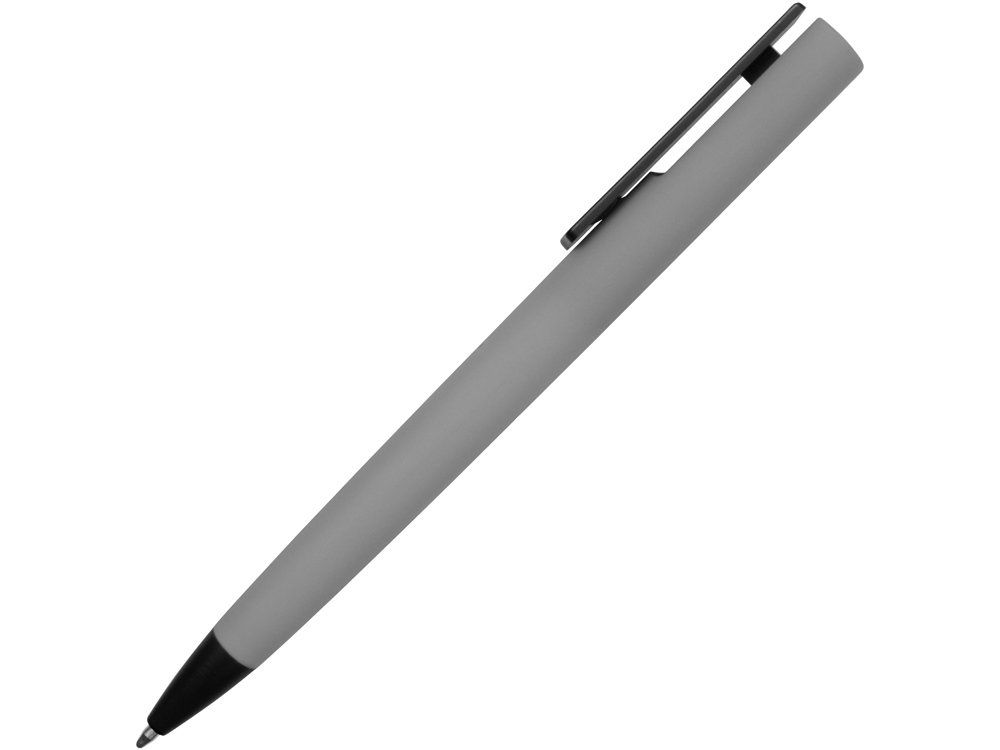 Ручка пластиковая soft-touch шариковая «Taper», серый/черный-2
