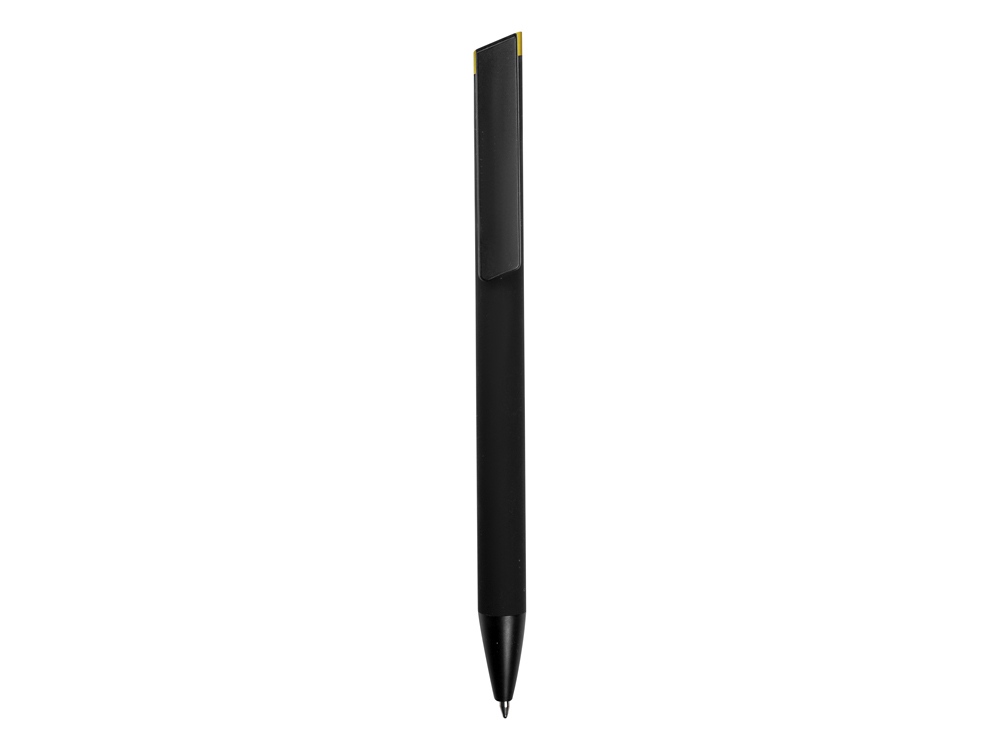 Ручка металлическая шариковая "Taper Metal" софт-тач с цветным зеркальным слоем, черный с желтым-2