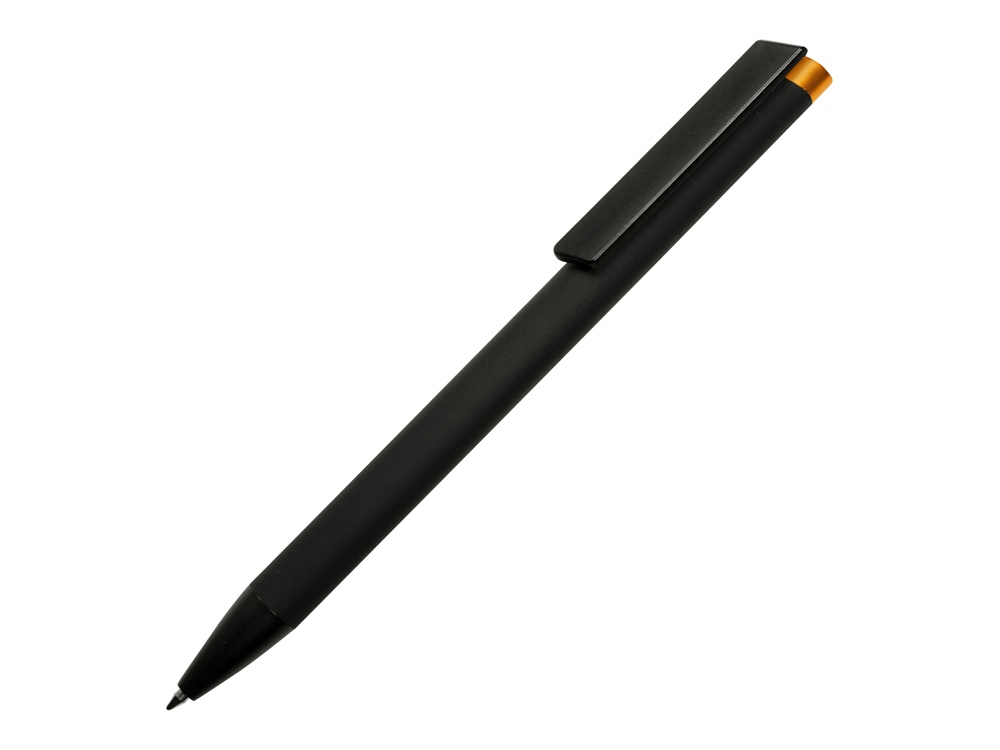 Ручка металлическая шариковая "Taper Metal" софт-тач с цветным зеркальным слоем, черный с оранжевым-1