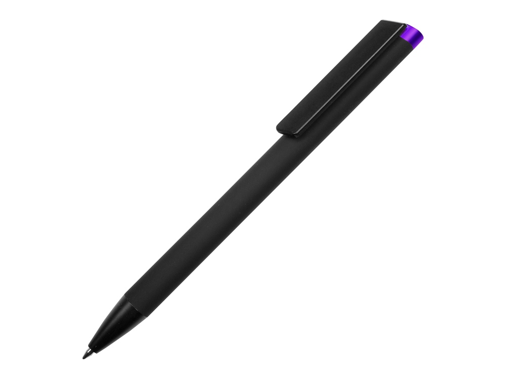 Ручка металлическая шариковая "Taper Metal" софт-тач с цветным зеркальным слоем, черный с фиолетовым-1
