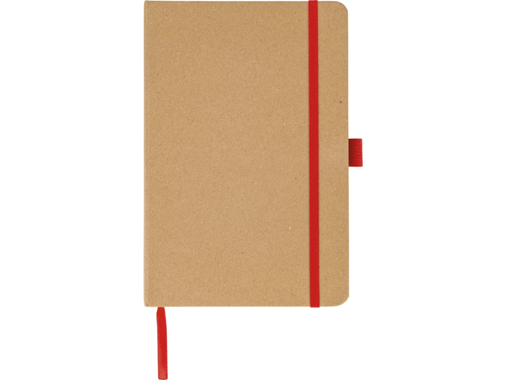 Блокнот A5 "Sevilia Color", твердая обложка из крафта, 80 листов, цветной срез и форзац, натуральный/красный-3