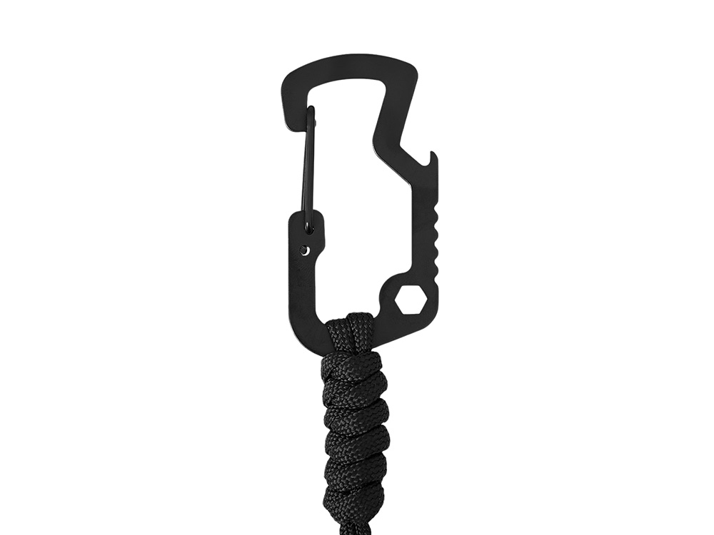 Брелок-шнурок "Spanner" с карабином с открывашкой для бутылок и ключом-шестигранником, черный-3