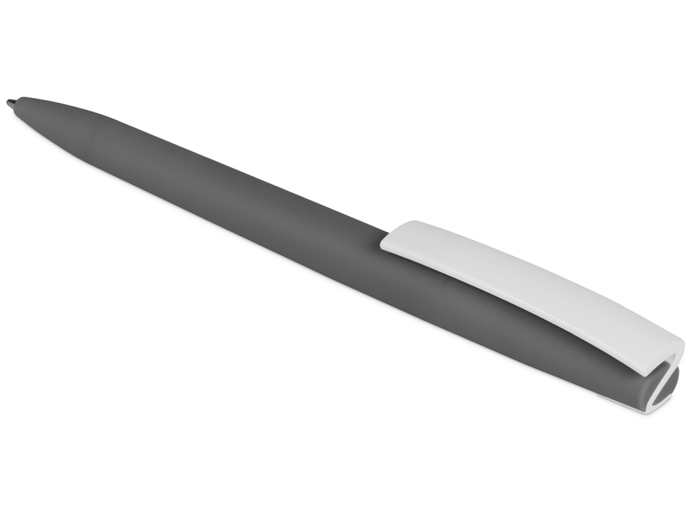 Ручка пластиковая soft-touch шариковая «Zorro», серый/белый-4