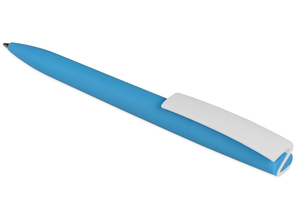 Ручка пластиковая soft-touch шариковая «Zorro», голубой/белый-4