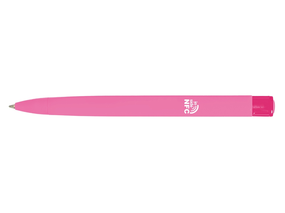 Ручка пластиковая шариковая трехгранная «Trinity K transparent Gum» soft-touch с чипом передачи инфо, розовый-1