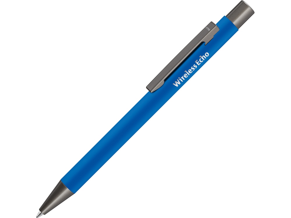 Ручка шариковая UMA «STRAIGHT GUM» soft-touch, с зеркальной гравировкой, синий-2