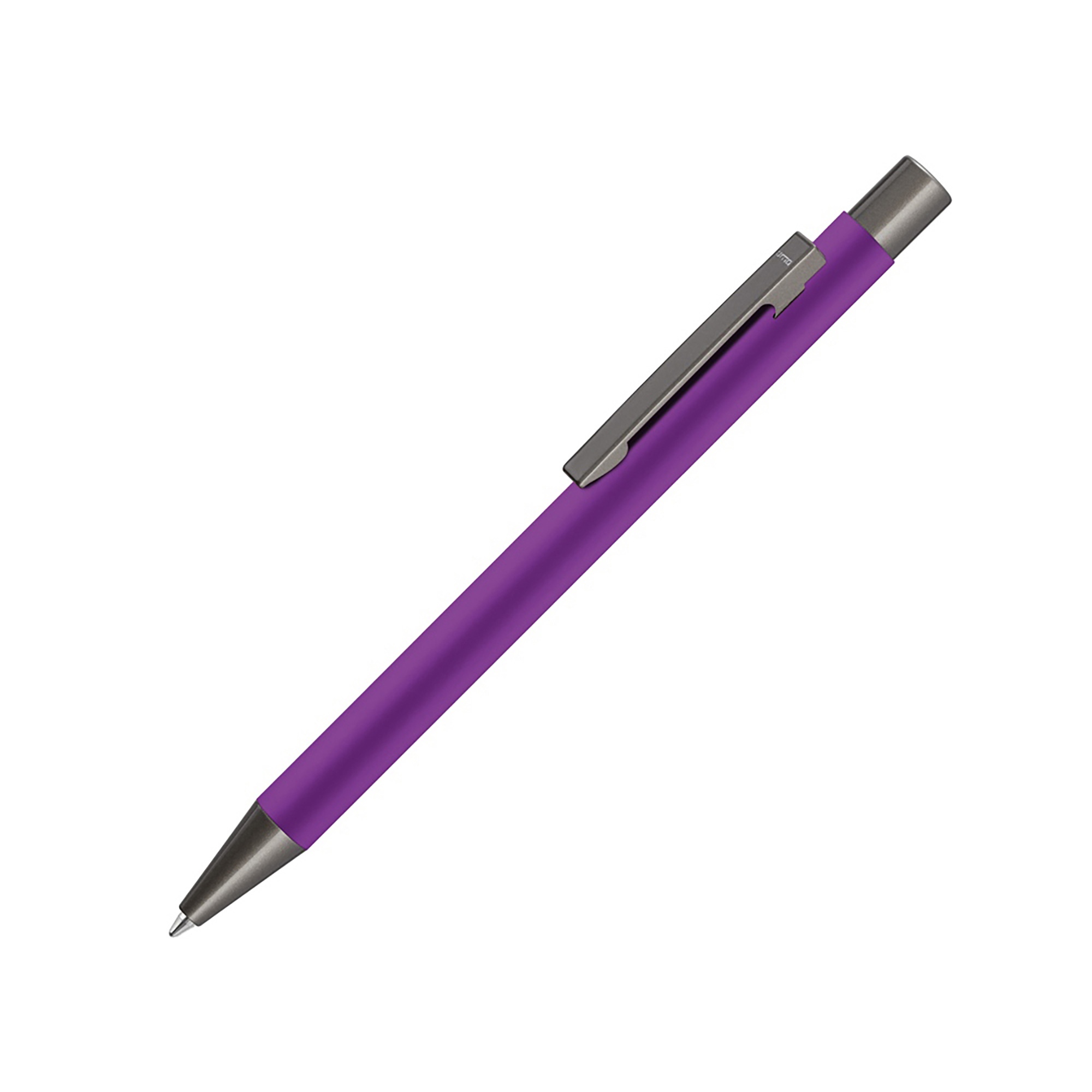 Ручка шариковая UMA «STRAIGHT GUM» soft-touch, с зеркальной гравировкой, фиолетовый-1