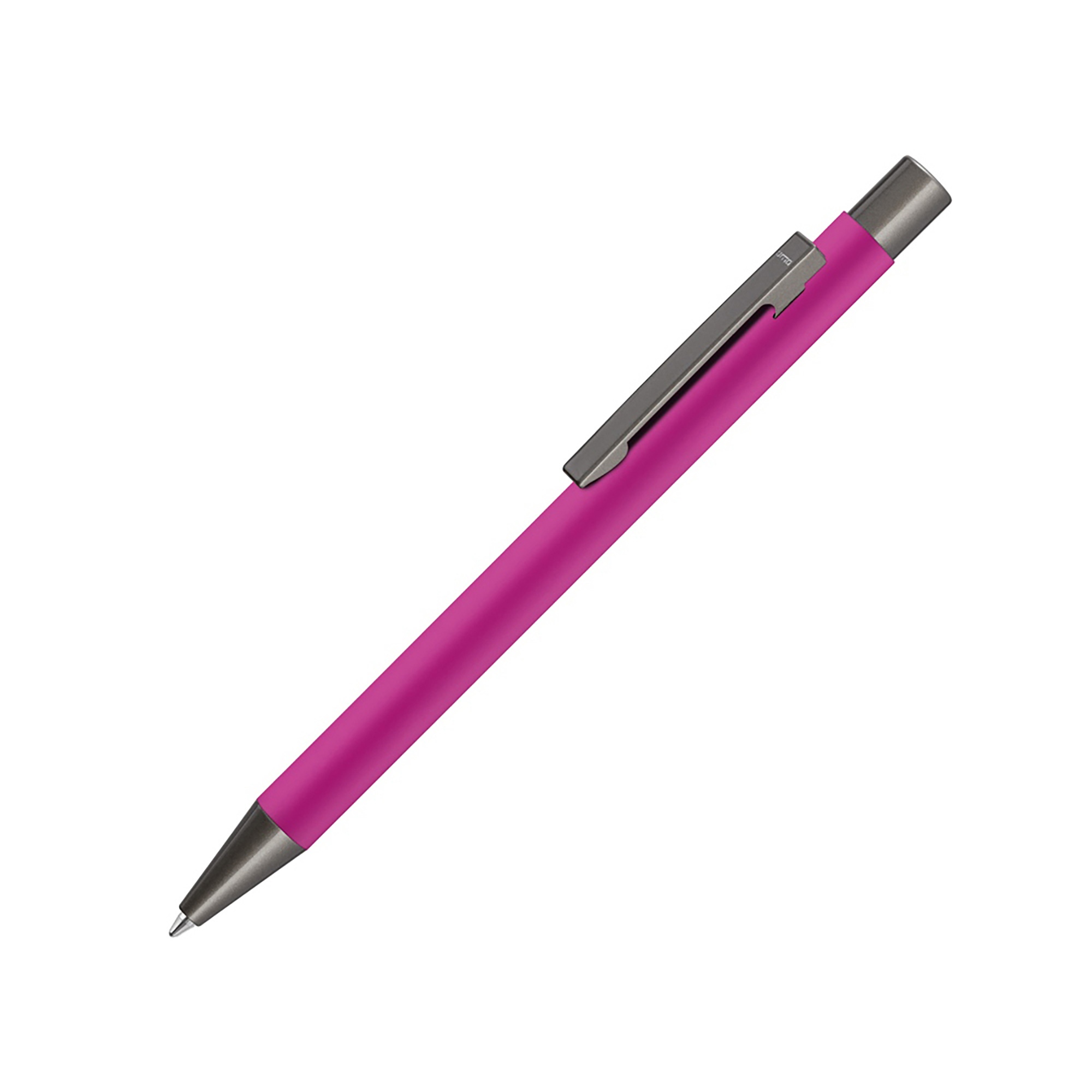 Ручка шариковая UMA «STRAIGHT GUM» soft-touch, с зеркальной гравировкой, розовый-1
