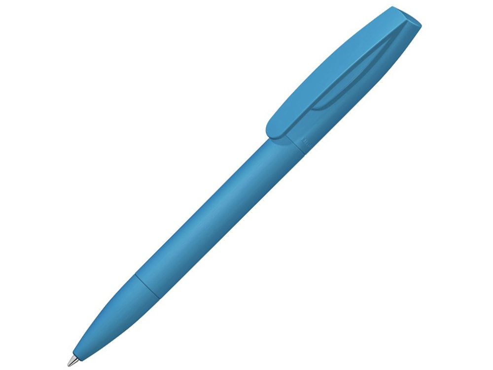 Шариковая ручка "Coral Gum " с прорезиненным soft-touch корпусом и клипом., голубой-1