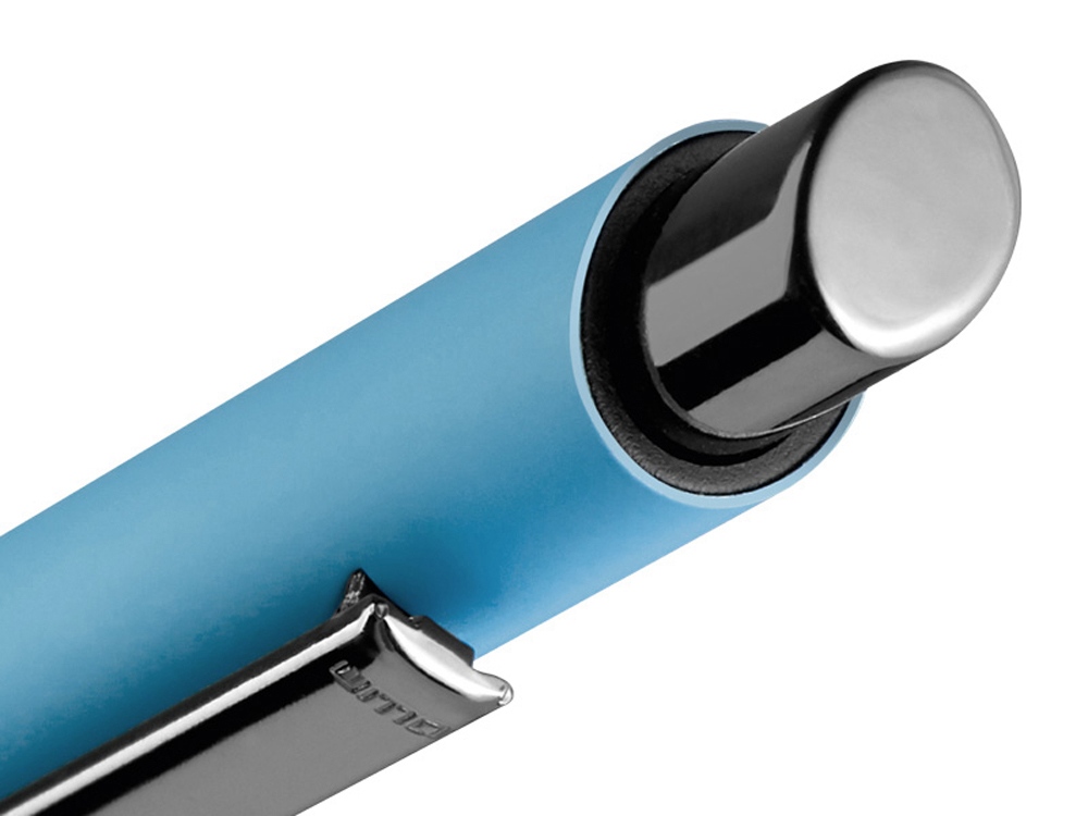 Металлическая шариковая ручка soft touch "Ellipse gum", голубой-2