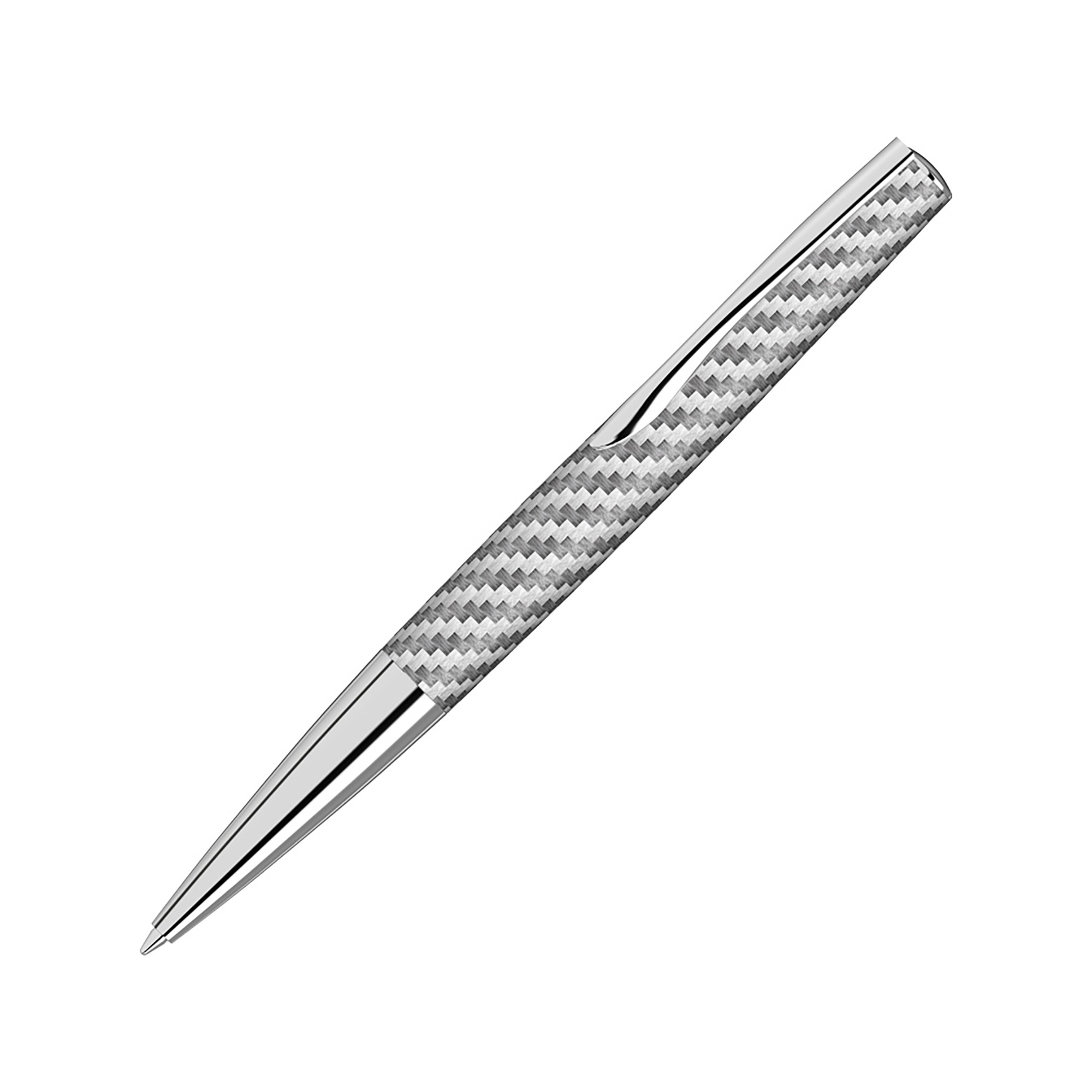 Ручка шариковая металлическая "Elegance" из карбонового волокна, серебристый-1