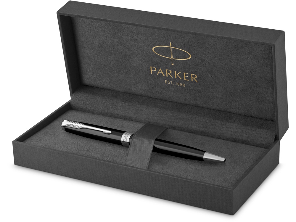 Ручка шариковая «Parker Sonnet Core Black Lacquer CT», черный/серебристый-3