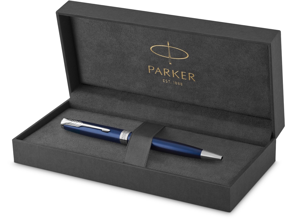 Ручка шариковая «Parker Sonnet Core Subtle Blue CT», синий/серебристый-3