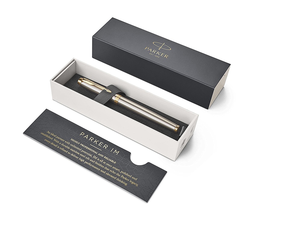 Ручка роллер «Parker IM Core Brushed Metal GT», серебристый/золотистый-3
