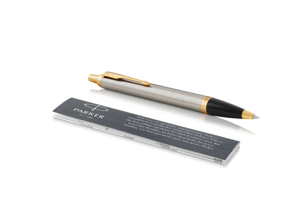 Ручка шариковая «Parker IM Core Brushed Metal GT», серебристый/золотистый-1