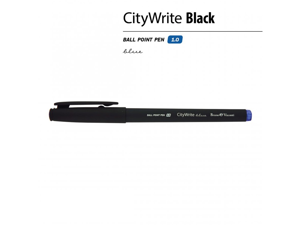 Ручка "CityWrite.BLACK" шариковая, черный пластиковый корпус, 1.0 мм, синяя-1