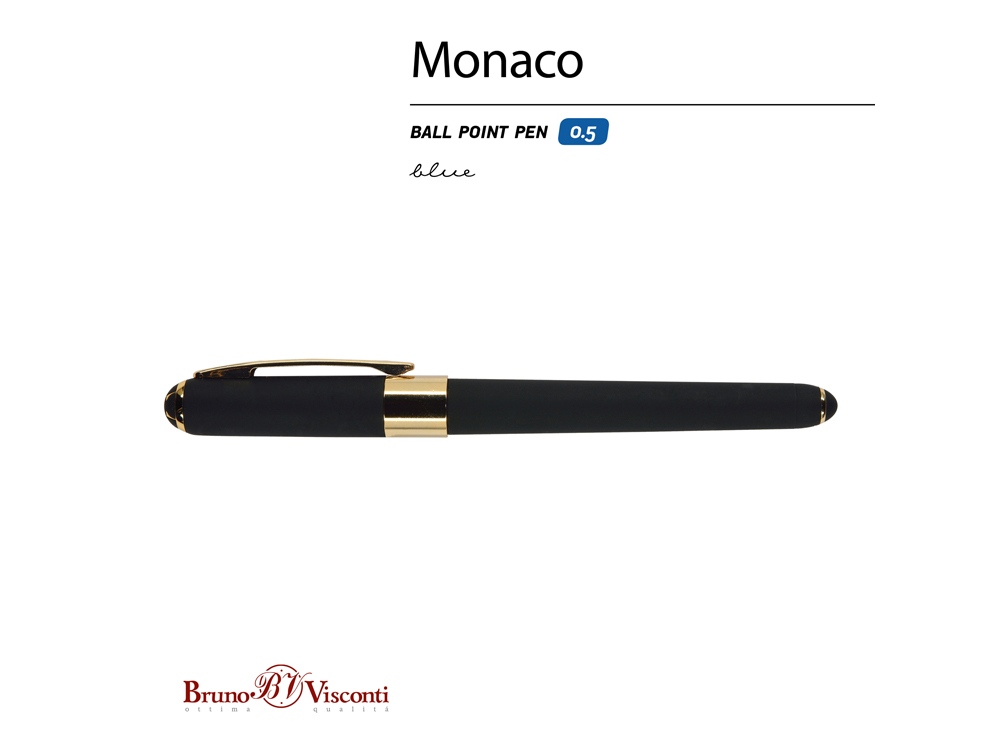Ручка пластиковая шариковая «Monaco», 0,5мм, синие чернила, черный-1