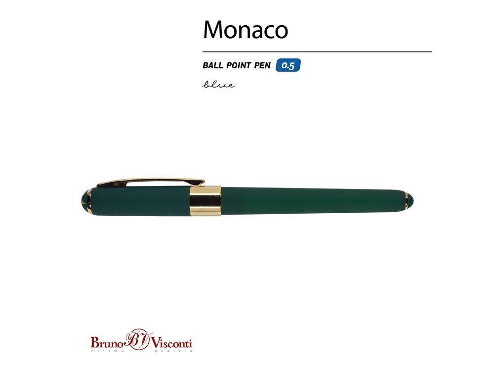 Ручка пластиковая шариковая «Monaco», 0,5мм, синие чернила, зеленый-1