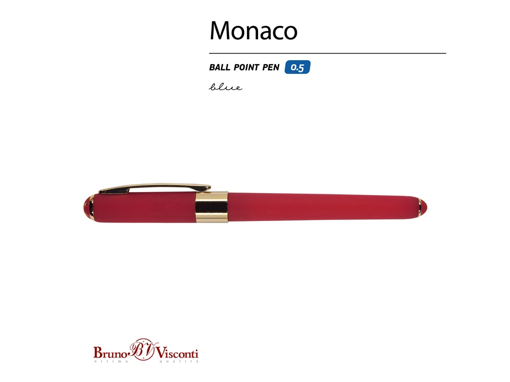 Ручка пластиковая шариковая «Monaco», 0,5мм, синие чернила, красный-1