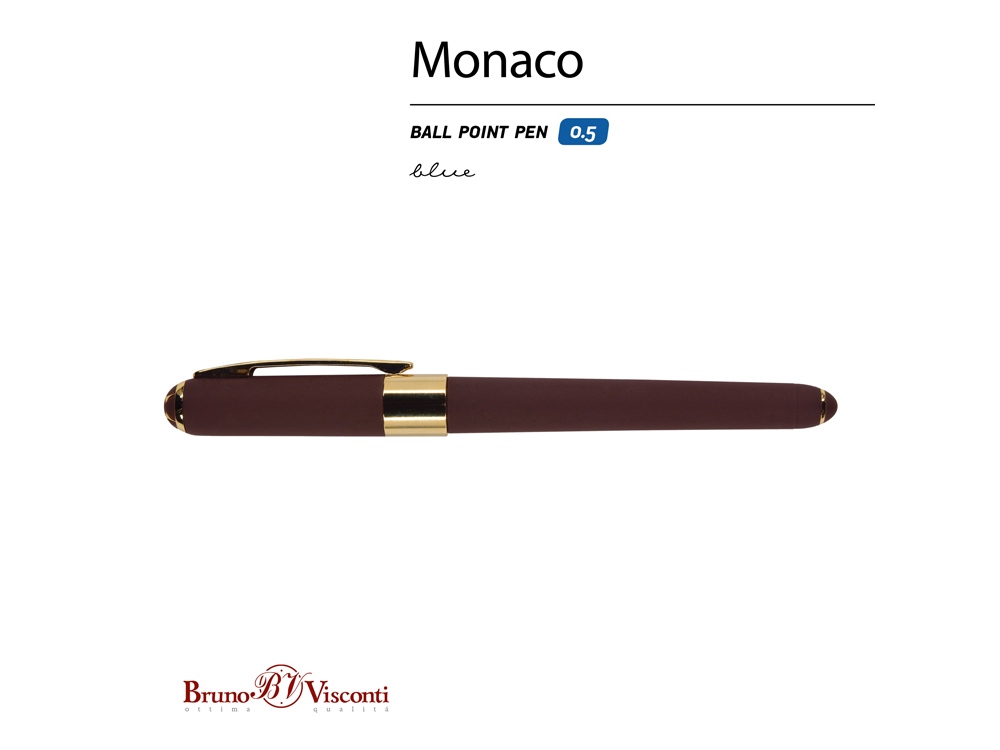 Ручка пластиковая шариковая «Monaco», 0,5мм, синие чернила, коричневый-1