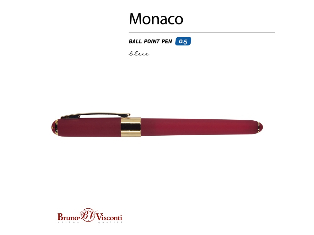 Ручка пластиковая шариковая «Monaco», 0,5мм, синие чернила, бордовый-1