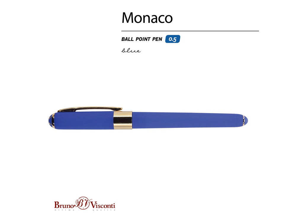 Ручка пластиковая шариковая «Monaco», 0,5мм, синие чернила, синий-1