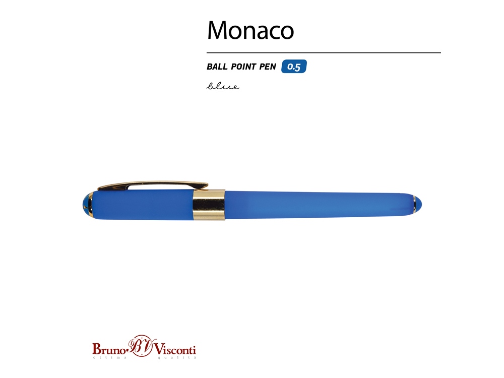 Ручка пластиковая шариковая «Monaco», 0,5мм, синие чернила, ярко-синий-1