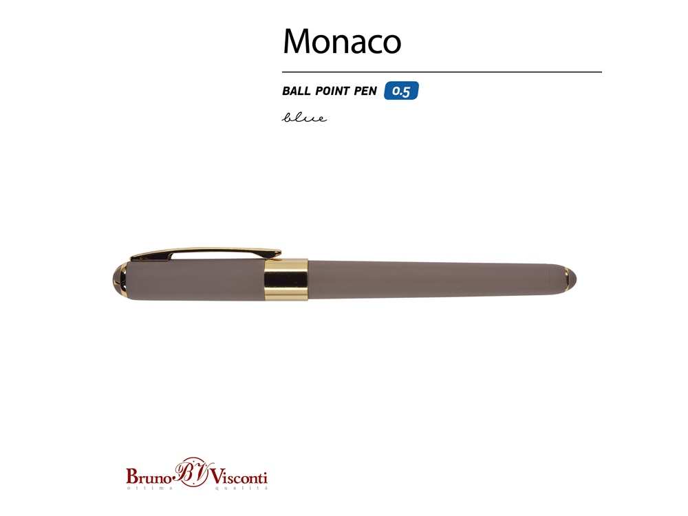 Ручка пластиковая шариковая «Monaco», 0,5мм, синие чернила, серый-1