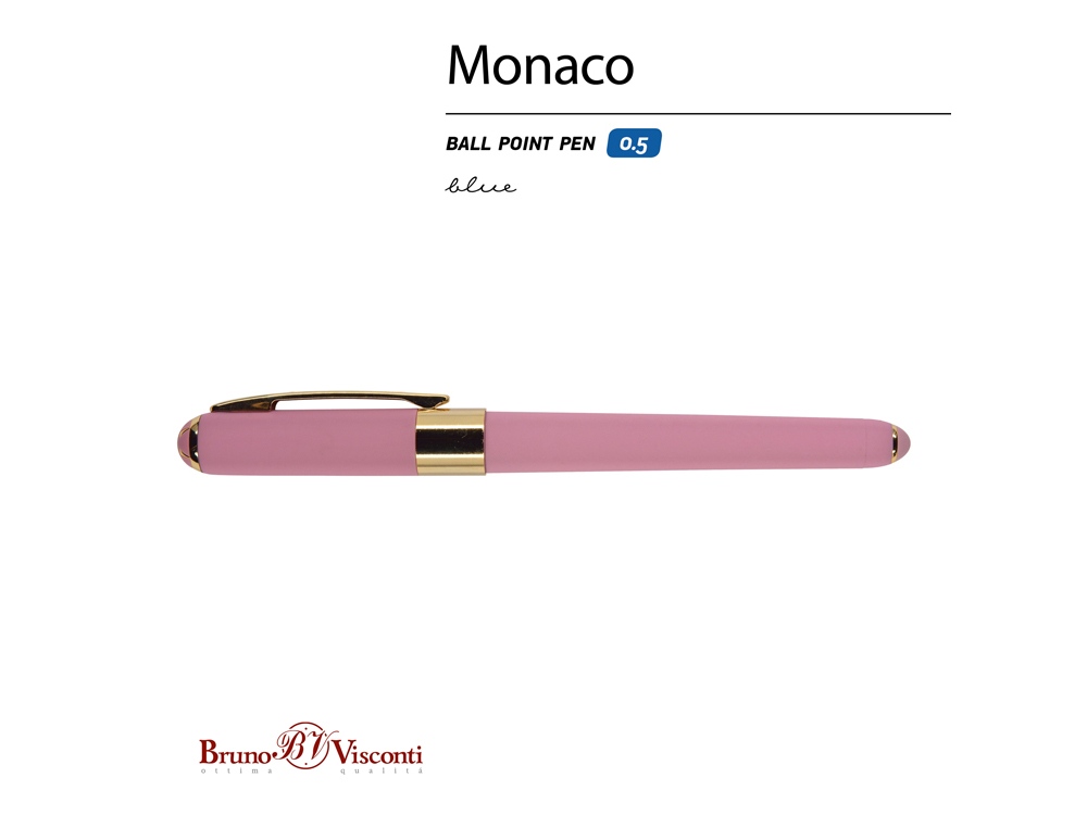 Ручка пластиковая шариковая «Monaco», 0,5мм, синие чернила, розовый-1