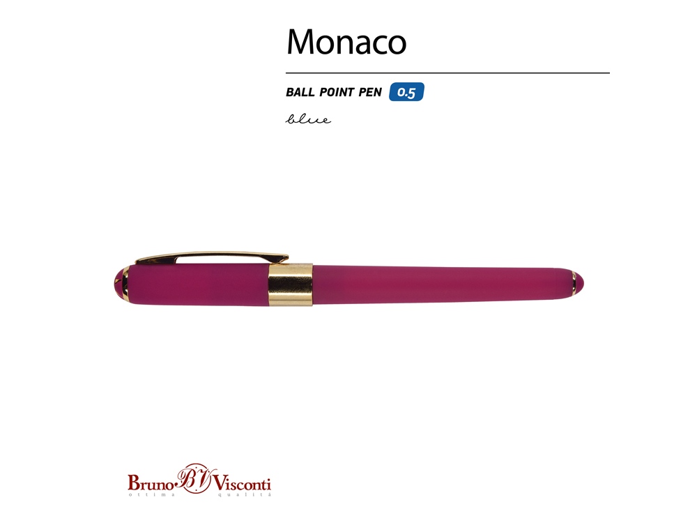 Ручка пластиковая шариковая «Monaco», 0,5мм, синие чернила, пурпурный-1