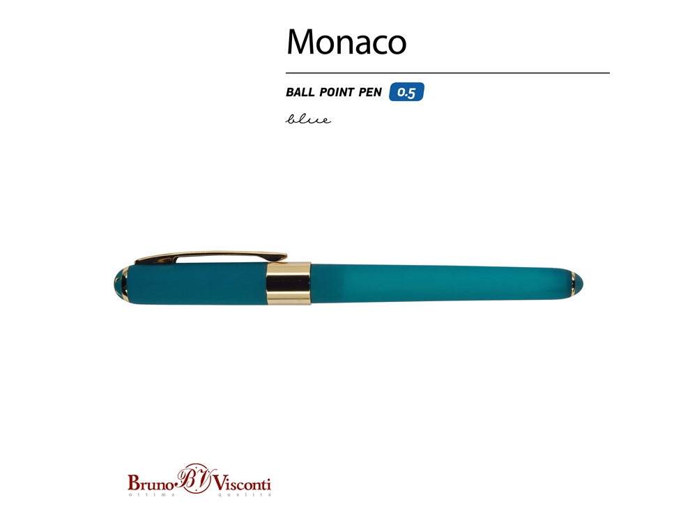 Ручка пластиковая шариковая «Monaco», 0,5мм, синие чернила, морская волна-1