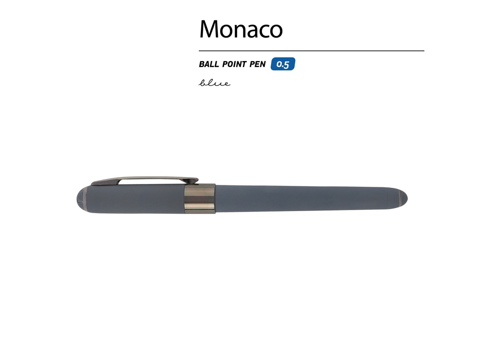 Ручка пластиковая шариковая «Monaco», 0,5мм, синие чернила, графит/вороненая сталь-1