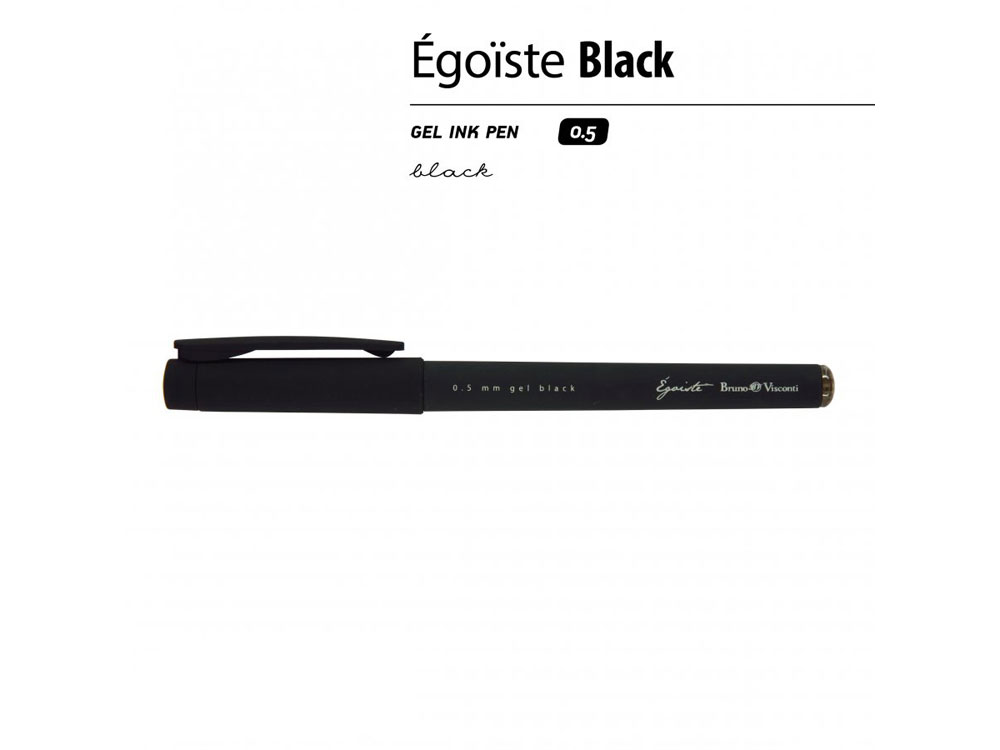 Ручка пластиковая гелевая «Egoiste Black» с лого, 0.5мм, черная, черные чернила-1