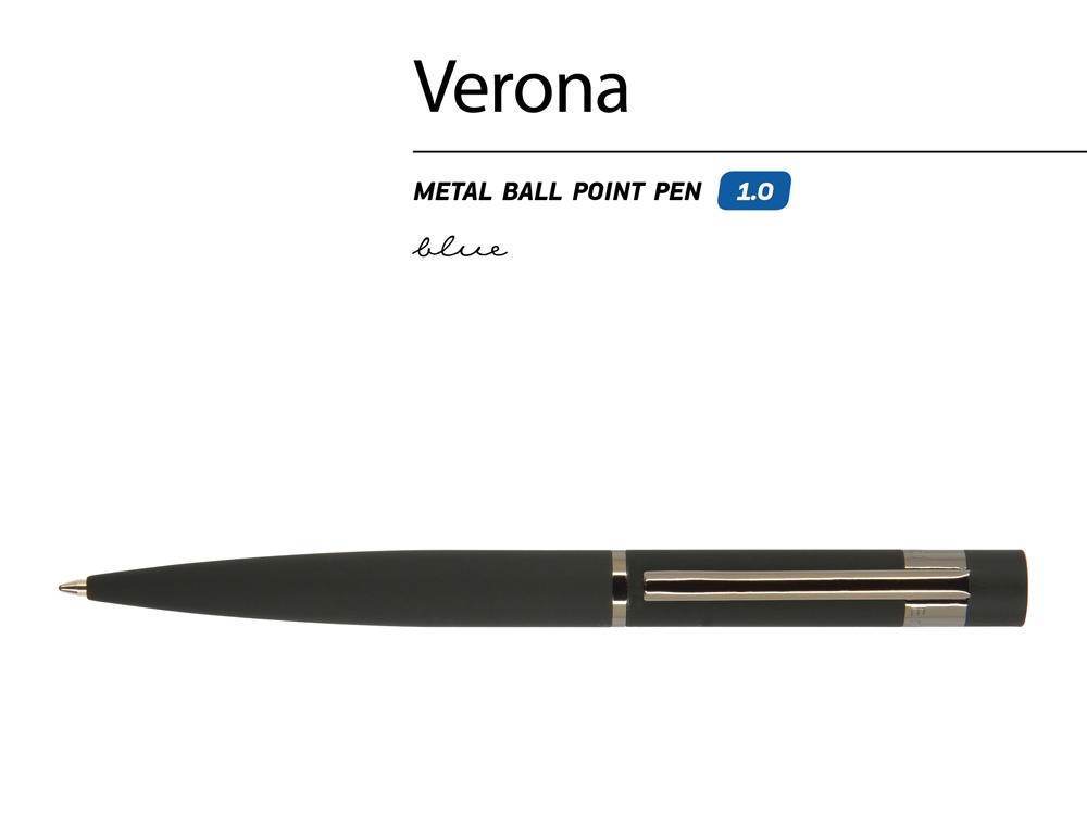 Ручка шариковая автоматическая BrunoVisconti "VERONA" цвет корпуса черный, soft-touch, 1 мм, синяя-1