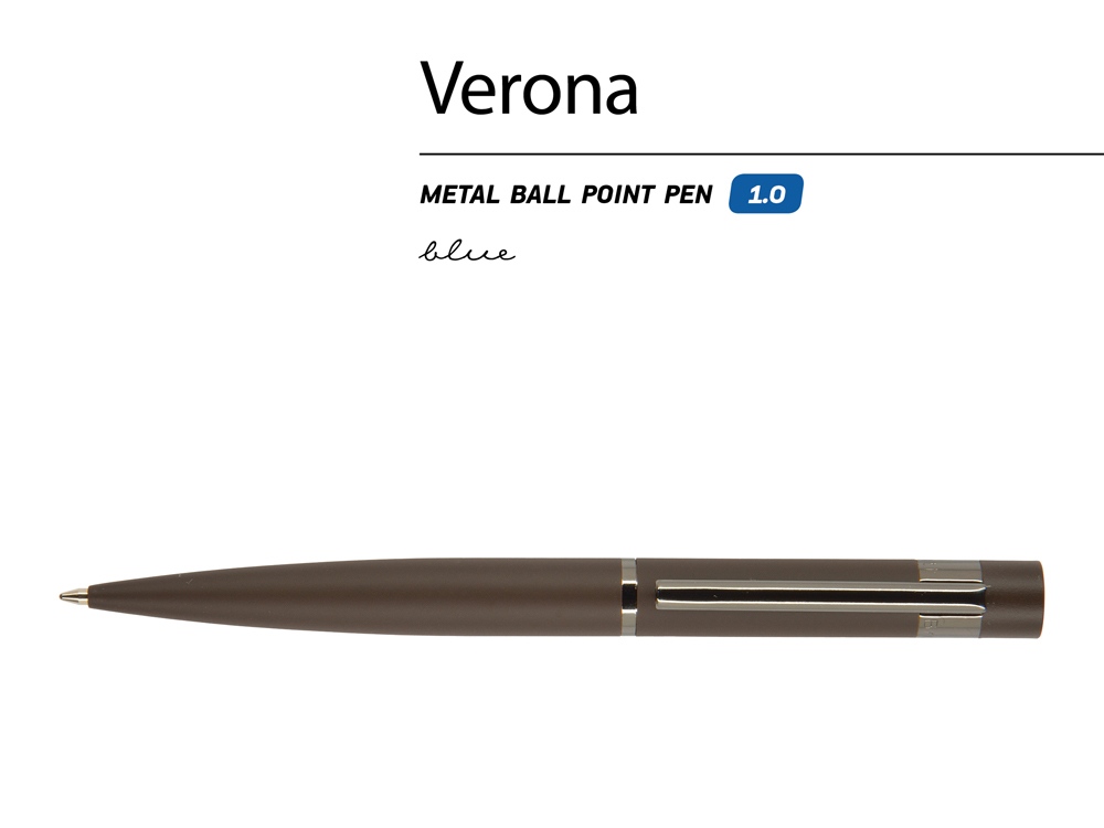 Ручка шариковая автоматическая BrunoVisconti "VERONA" цвет корпуса коричневый, soft-touch, 1 мм, синяя-1