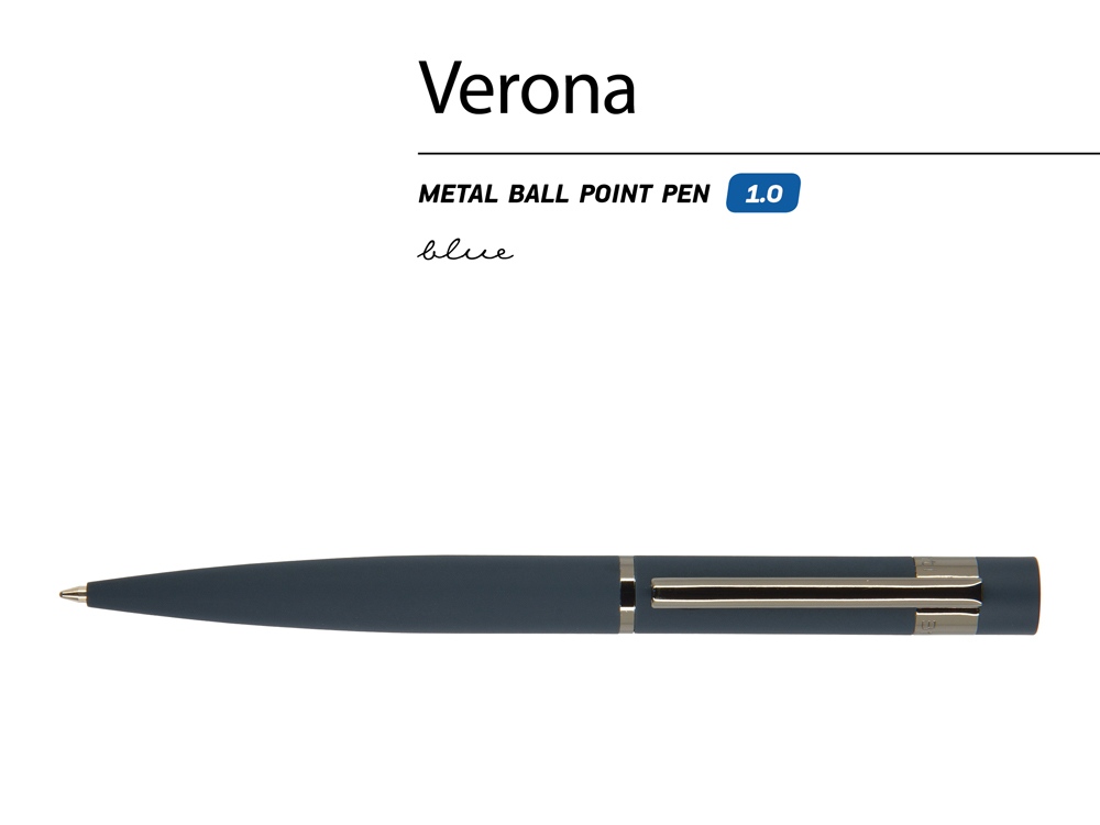 Ручка шариковая автоматическая BrunoVisconti "VERONA" цвет корпуса синий, soft-touch, 1 мм, синяя-1