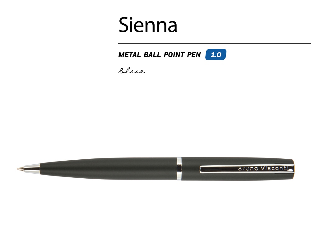 Ручка "Sienna" шариковая  автоматическая, черный металлический корпус soft-touch, 1.0 мм, синяя-1